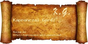 Kapronczai Gerő névjegykártya