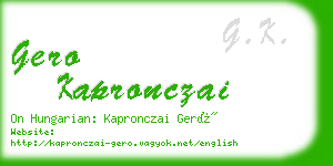gero kapronczai business card